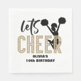 Cheerledande Guld och Black Cheer Birthday Pappersservett