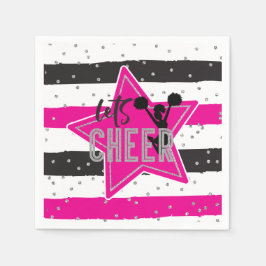 Cheerledande Rosa Silver Black Cheer Birthday Pappersservett