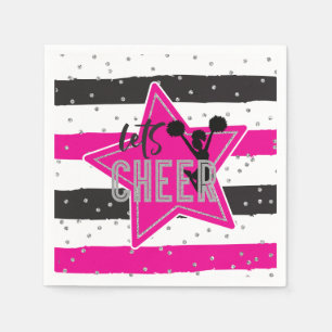 Cheerledande Rosa Silver Black Cheer Birthday Pappersservett