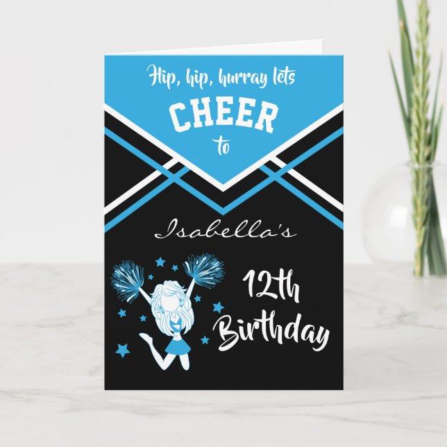 Cheerledare Birthday - Baby blue Kort (Framsida)