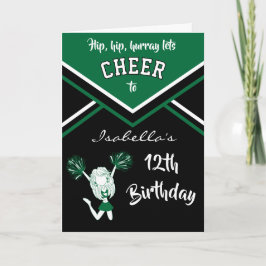Cheerledare Birthday - DIY Namn & Age - Mörk grönt Kort