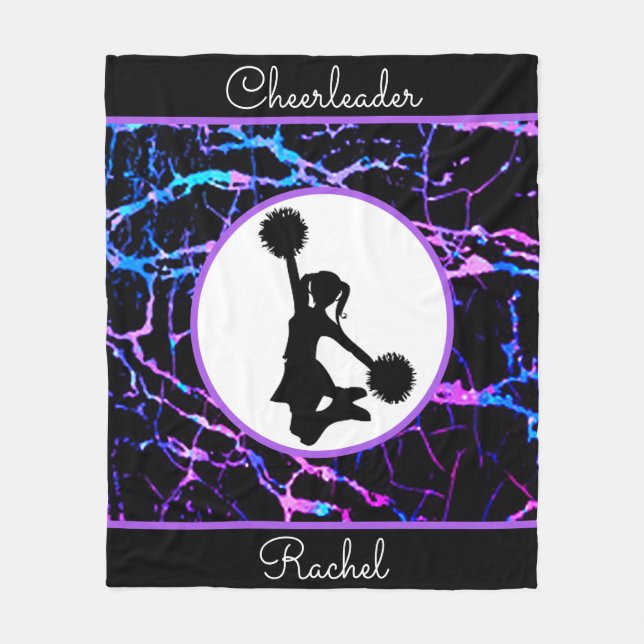 Cheerledare Black Abstrakt Fleece Blanket (Framsidan)