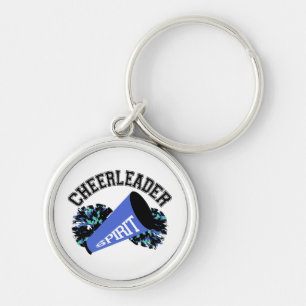 Cheerledare Blue Rund Silverfärgad Nyckelring