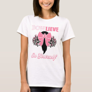 Cheerledare Breast Cancer Shirt Rosa Bow Cheer Gif T