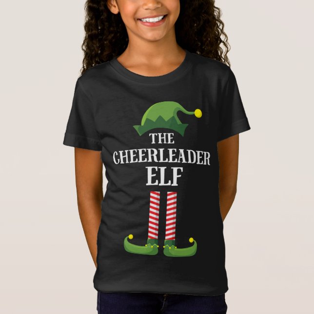 Cheerledare Elf Matching Familjejul Party T Shirt (Framsida)