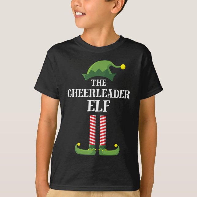 Cheerledare Elf Matching Family jul Party Pa T Shirt (Framsida)