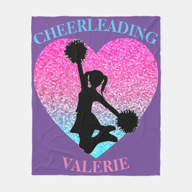 Cheerledare Fleece Blanket w/ Personlig Namn (Framsidan)