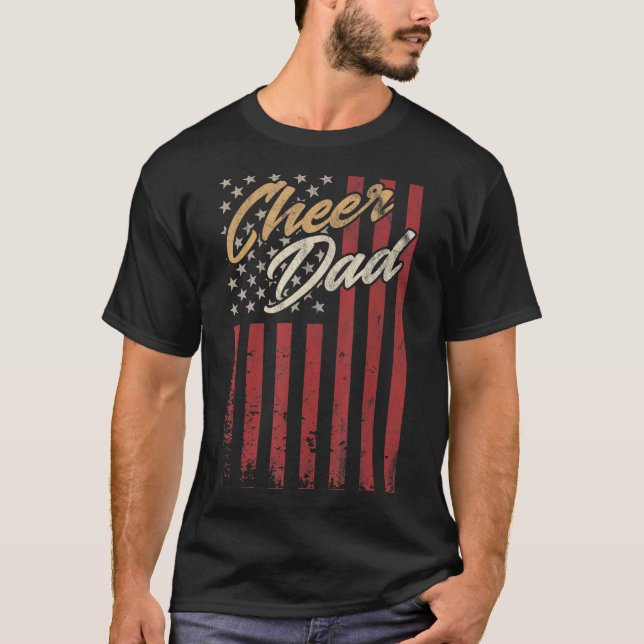 Cheerledare Pappa Cheer Pappa Amerikanska Flagga S T Shirt (Framsida)