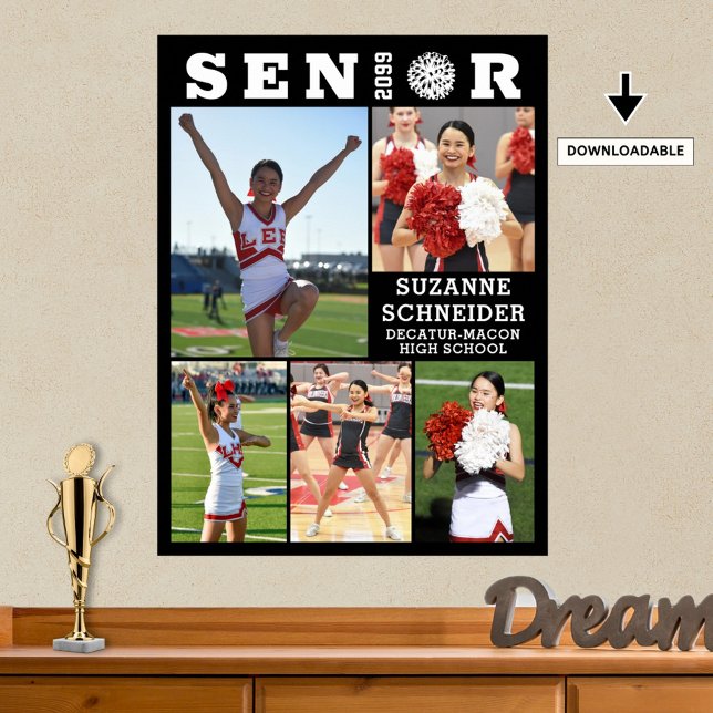 Cheerledare Senior Studenten 5 Photo Collage Poster (Skapare uppladdad)