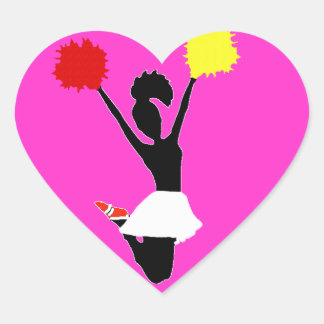 Cheerledare Silhouette Hjärtformat Klistermärke