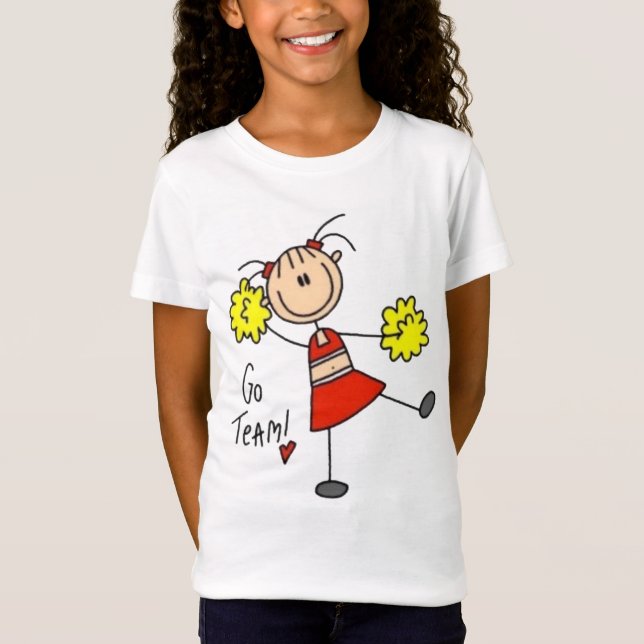 Cheerledare Stick figur Barn T Shirt (Framsida)