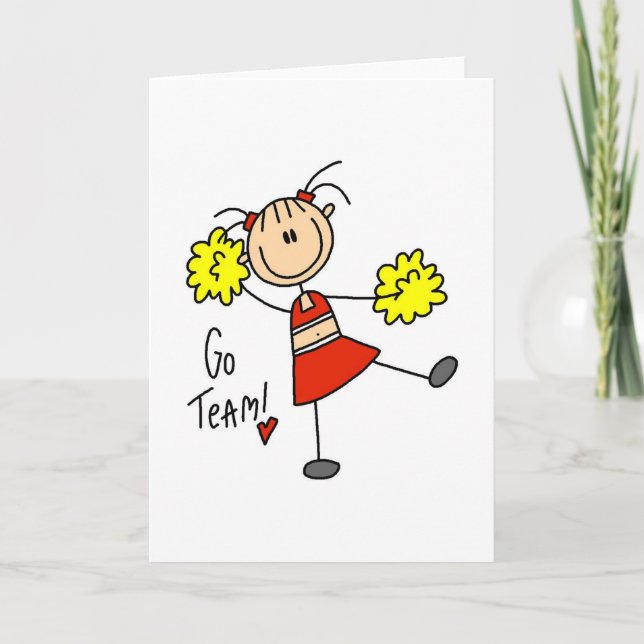 Cheerledare Stick figur Card Kort (Framsida)