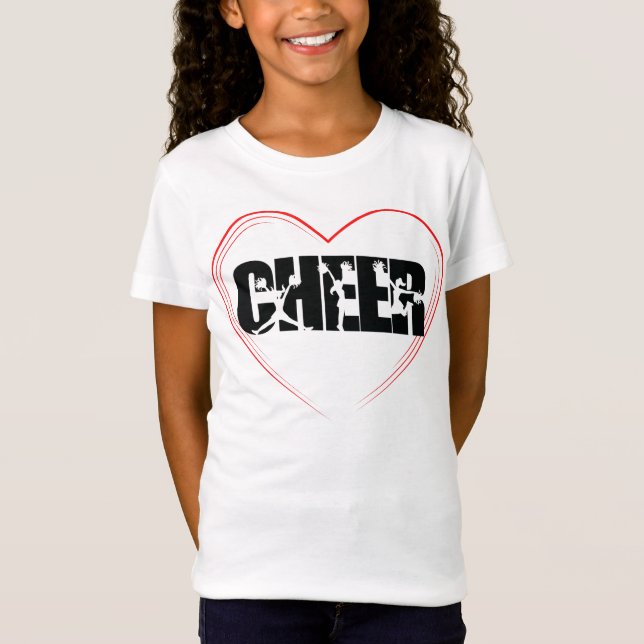 Cheerledare Typography Cheer Silhouette Kärlek Gir T Shirt (Framsida)
