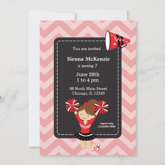 CheerLedare, välj din egen bakgrund färg Inbjudningar (Framsida)