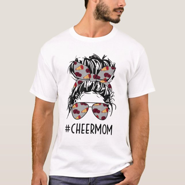 Cheermamma Cheer Mamma Cheerledare Mamma Messy Bun T Shirt (Framsida)