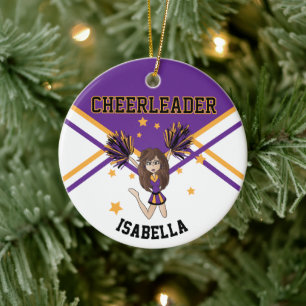 Cheermanager 📣 💖 Girl - Lila och Guld Julgransprydnad Keramik