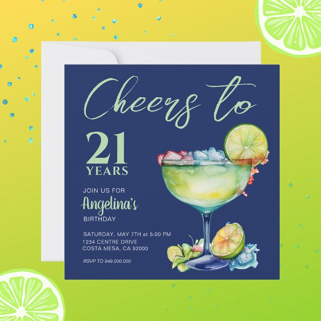 Cheers 21:a födelsedagen Margarita Inbjudningar (Skapare uppladdad)