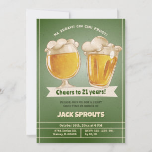 Cheers 21 år Öl 21:a födelsedag Inbjudningar