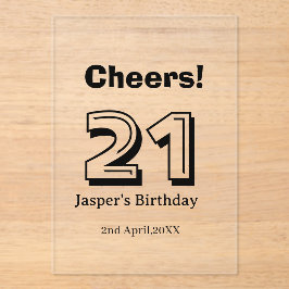 Cheers 21 birthday bold letter name boy man gifts