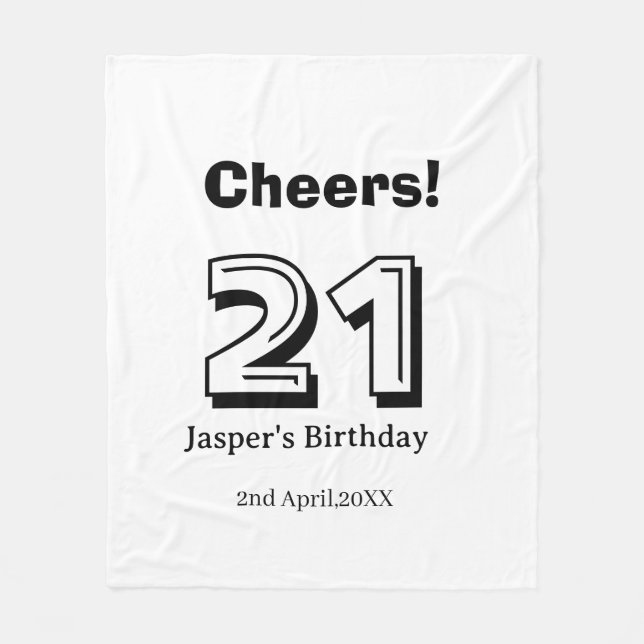 Cheers 21 birthday bold letter name boy man gifts  fleecefilt (Framsidan)
