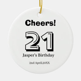 Cheers 21 birthday bold letter name boy man gifts julgransprydnad keramik