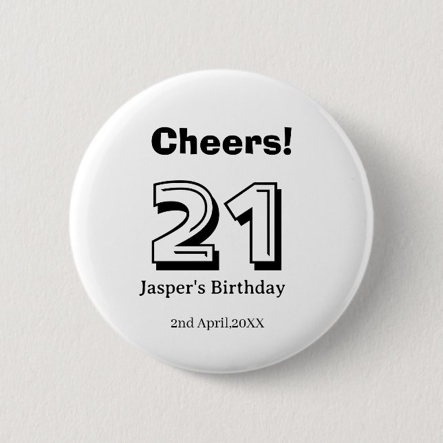 Cheers 21 birthday bold letter name boy man gifts  knapp (Framsida)