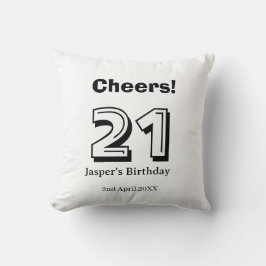 Cheers 21 birthday bold letter name boy man gifts kudde