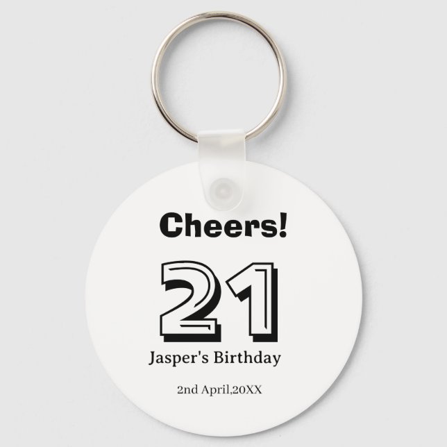 Cheers 21 birthday bold letter name boy man gifts  nyckelring (Framsida)