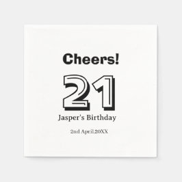 Cheers 21 birthday bold letter name boy man gifts pappersservett