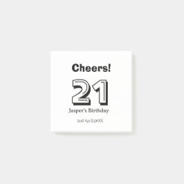 Cheers 21 birthday bold letter name boy man gifts post-it block