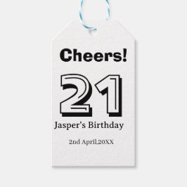 Cheers 21 birthday bold letter name boy man gifts presentetikett