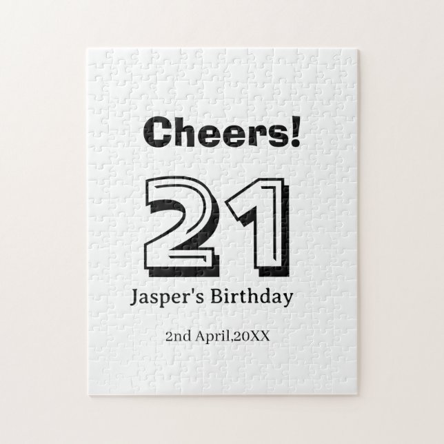Cheers 21 birthday bold letter name boy man gifts  pussel (Vertikal)