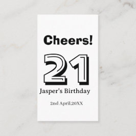 Cheers 21 birthday bold letter name boy man gifts visitkort