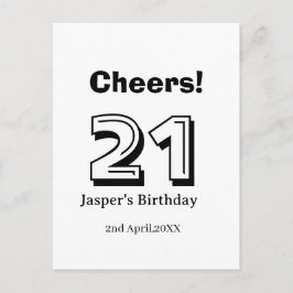 Cheers 21 birthday bold letter name boy man gifts vykort