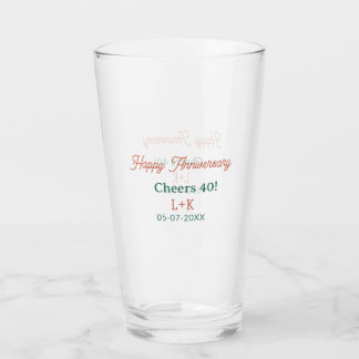 Cheers 40 happy anniversary orange green name date glaskopp