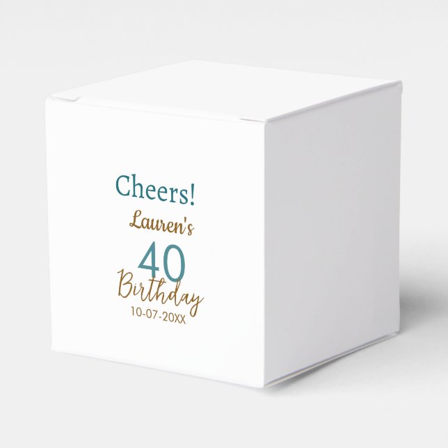 Cheers 40th birthday name date brown turquoise sim presentaskar (Framsidan Sidan)