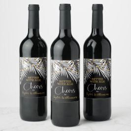 Cheers 50:e födelsedag, svart och Guld Vinflaska Etikett