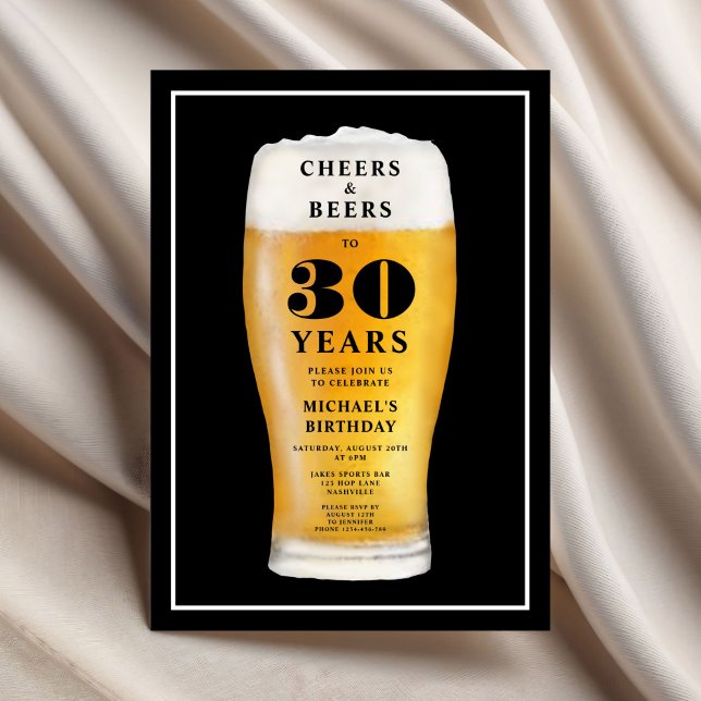 Cheers And Beers 30-årsfirande Inbjudningar (Cheers And Beers 30th Birthday Invitation)