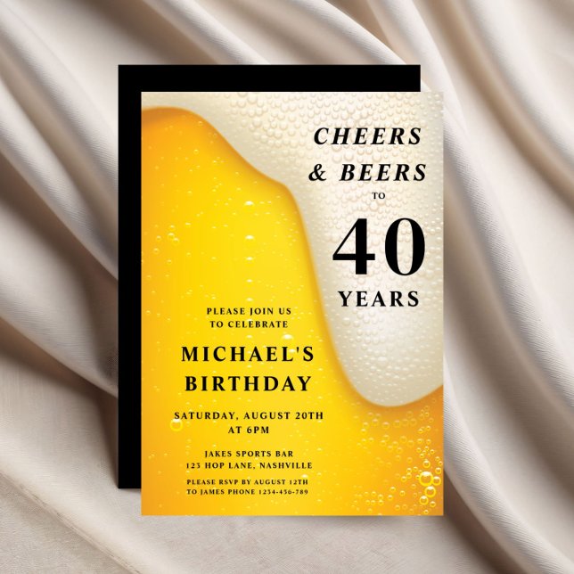 Cheers And Beers 40th Birthday Inbjudningar (Cheers And Beers 40th Birthday Invitation)