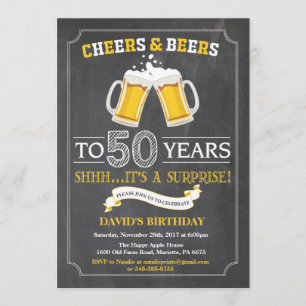 Cheers and Beers 50:e Födelsedag Inbjudningskort