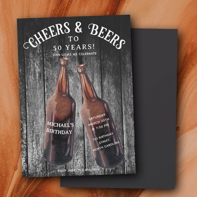 Cheers and Beers 50th Beer Birthday Party Inbjudningar (Cheers and Beers 50th Beer Birthday Party Invitation)
