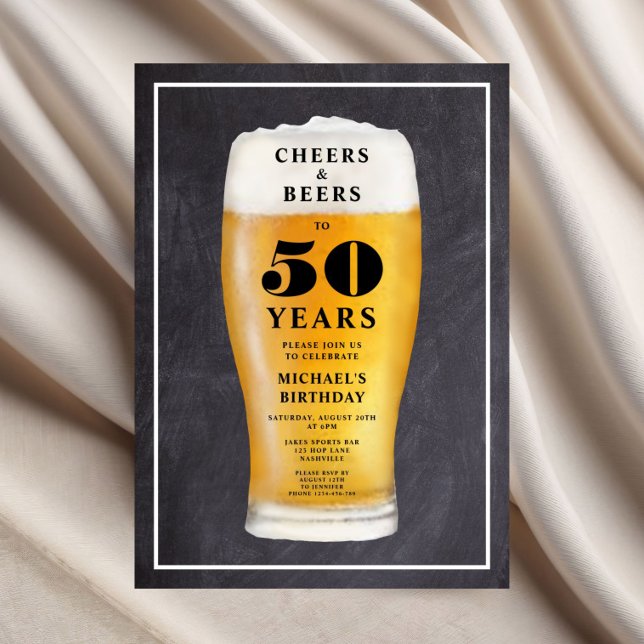 Cheers And Beers 50th Birthday Inbjudningar (Cheers And Beers 50th Birthday Invitation)