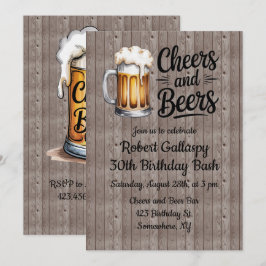Cheers and Beers Adult Birthday Bash Inbjudningar
