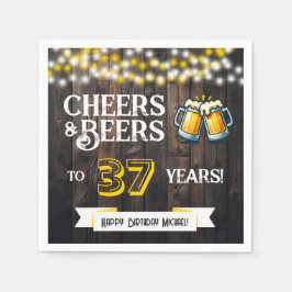Cheers and Beers to 37 Years Rustic Birthday Party Pappersservett