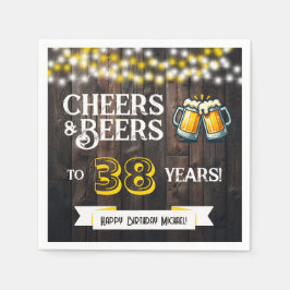 Cheers and Beers to 38 Years Rustic Birthday Party Pappersservett