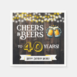 Cheers and Beers to 40 Years Rustic Birthday Party Pappersservett