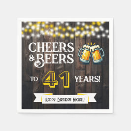 Cheers and Beers to 41 Years Rustic Birthday Party Pappersservett