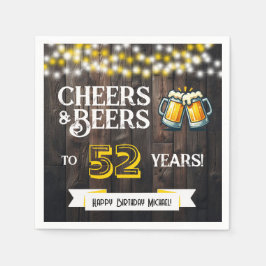 Cheers and Beers to 52 Years Rustic Birthday Party Pappersservett