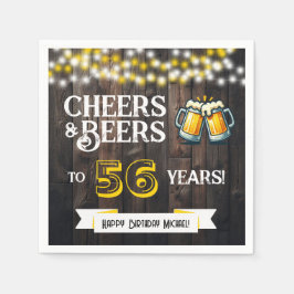 Cheers and Beers to 56 Years Rustic Birthday Party Pappersservett