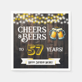 Cheers and Beers to 57 Years Rustic Birthday Party Pappersservett